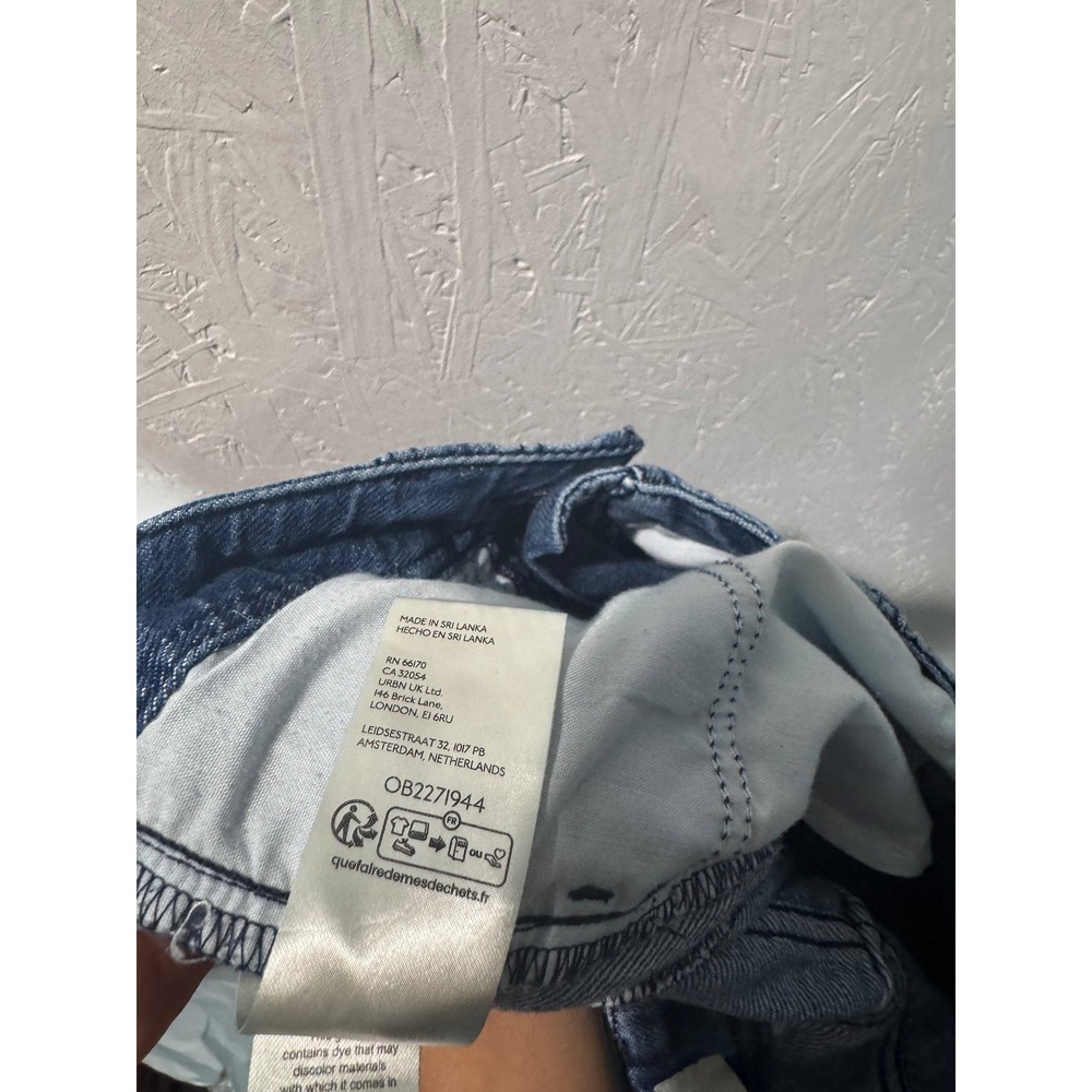 Pilcro Adi Crop Mid-Rise Flare Jeans Blue Floral Hibiscus Print Raw Hem 29 - Picture 8 of 8